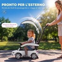 AIYAPLAY Macchina Cavalcabile per Bambini 1-3 Anni Mercedes-Benz con Barriera e Volante, Bianco(m-6)