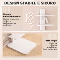 HOMCOM Libreria Moderna a 11 Ripiani Salvaspazio in Stile Industriale, 34.5x41.5x163.5 cm, Bianco(m-6)