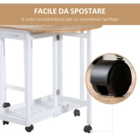 HOMCOM Set 3 Pezzi Tavolo Pieghevole da Cucina e 2 Sgabelli Salvaspazio - Bianco e Legno(m-6)
