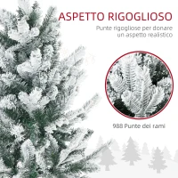 HOMCOM Albero di Natale Innevato 225cm con 988 Rami e Base in Acciaio per Interni con Apertura Automatica(m-5)
