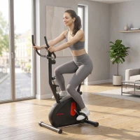 SPORTNOW Bicicleta Estática con Resistencia Magnética Ajustable Sensor Pantalla LCD y Asiento Regulable 88x50,5x131,5 cm Negro(m-8)