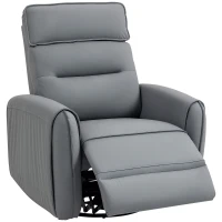 HOMCOM Poltrona Relax Reclinabile Manualmente con Poggiapiedi in Tessuto Effetto Pelle e Base Girevole, Grigio(m-10)
