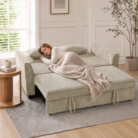 HOMCOM Divano letto 2 posti 4-in-1 ad angolo in ciniglia 167 cm con schienale regolabile, marrone(m-4)