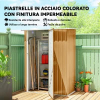 Outsunny Capanno Porta Attrezzi in Metallo con Tetto Inclinato e Porta Bloccabile, 142x86x189 cm, Giallo(m-3)
