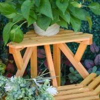 Outsunny Scaletta Portavasi in Legno Angolare con 3 Mensole, 96x64x61cm(m-8)