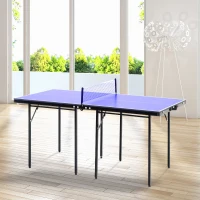HOMCOM Folding 5ft Mini Compact Table Tennis Top Ping Pong Table Set Professional Net Games Sports Training Play Blue(m-7)