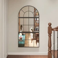HOMCOM Espejo de Pared 76x149 cm 3 Piezas Espejo de Recibidor con Marco de Metal en Forma de Ventana para Salón Negro(m-6)