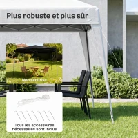 Outsunny Tonnelle de Jardin 3x3m Pop up Tente Pliable Acier Polyester imperméabilisé Anti UV avec Sac de Transport Blanc(m-6)