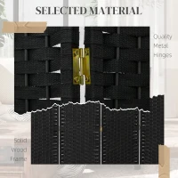 HOMCOM 6 Panel Folding Room Divider, Freestanding Privacy Screen for Living Room, Bedroom and Office, 240 x 170cm, Black(m-6)