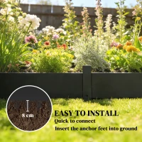 Outsunny 5pcs Garden Fence, Metal Picket Fence Panels, 102x20cm, Black(m-4)