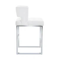 Lot de 2 tabourets de bar style nordique, structure métallique robuste avec pieds argentés, 48x53.3x91.4 cm, Blanc+Argent(m-11)