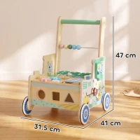 AIYAPLAY Girello per Bambini in Legno, Carrello Primi Passi con Vano Portaoggetti, per Bambini 1-3 Anni, Verde(m-3)