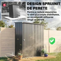 Outsunny Magazie de Gradina Pentru Unelte din Tabla de Otel cu Zavor, 161.5x94.5x196cm, Negru(m-14)