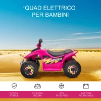 HOMCOM Quad per Bambini Elettrico con Batteria Ricaricabile 6V, e Velocità 2.8-4.6km/h, 72x40x45.5 cm, Rosa(m-4)