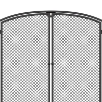 HOMCOM Parascintille per Camino Pieghevole a 3 Pannelli con 2 Porte, 122x10x75 cm, Nero(m-9)