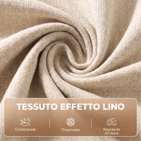 HOMCOM Poltrona Letto 3 in 1 in Tessuto Effetto Lino con Schienale Regolabile, Bianco Crema(m-6)