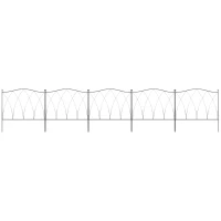 Outsunny Set of Five 61.5cm Decorative Metal Fence Panels - Black(m-9)