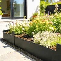 Outsunny 5pcs Garden Fence, Metal Picket Fence Panels, 102x20cm, Black(m-2)