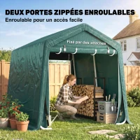 Outsunny Garage Moto per Esterno 2.4x2 m, Tenda Garage per Attrezzi in Metallo e Tessuto PE, per Moto e Biciclette, Verde(m-5)