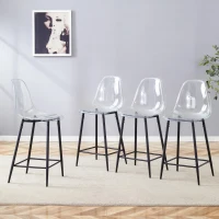 Lot de 4 tabourets de bar transparents, design moderne au look aérien, 51x45x102 cm, Noir(m-4)