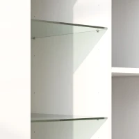 HOMCOM Dulap cu iluminare LED, 3 rafturi deschise și dulap cu 2 niveluri, din lemn și sticlă, 75x40.1x83 cm, alb(m-9)