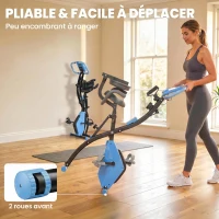HOMCOM Cyclette Pieghevole con Resistenza Magnetica 8 Livelli, Sensore di Frequenza Cardiaca, Volano 2.5kg, Azzurro(m-7)