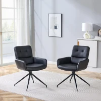 Lot de 2 chaises pivotantes style léger luxe, rotation 360° silencieuse, 55x50x85 cm, Noir(m-1)