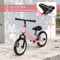 AIYAPLAY Bicicleta de Equilíbrio para Crianças 2-5 Anos com Rodas Luminosas e Silenciosas, Assento e Guiador Ajustáveis, Rosa(m-3)