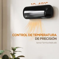 HOMCOM Calefactor Eléctrico de Pared 2000W con 3 Modos Pantalla LED Termostato Temporizador y Oscilación Negro(m-7)