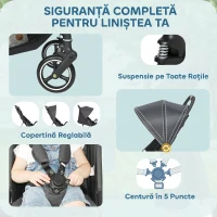 AIYAPLAY Cărucior pentru copii 0-3 ani, pliabil și ușor, cu spătar reglabil, copertină, coș de depozitare, gri închis(m-7)