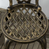 Outsunny Set da Esterno 3pz in Alluminio con 2 Sedie da Giardino e Tavolino Rotondo con Foro per Ombrellone, Bronzo(m-7)