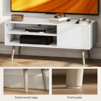 HOMCOM TV Stand up to 55 Inches, TV Unit with Open Shelves and Cable Holes - White(m-6)