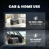 Outsunny 40L Compressor Car Fridge Freezer, Dual Zone Camping Refrigerator with App Control, Telescopic Handle, -20℃-20℃(m-6)