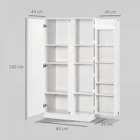 HOMCOM Credenza Cucina con 2 Ante, Ripiani Regolabili, per Sala da Pranzo Salotto, 80x43x160 cm, Bianco Effetto Legno(m-3)