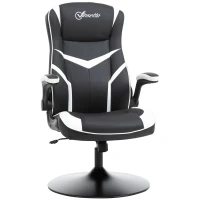 Vinsetto Gaming Chair Ergonomic Computer Chair with Adjustable Height Pedestal Base, Home Office Desk Chair PVC Leather Exclusive Swivel Chair Black(m-10)