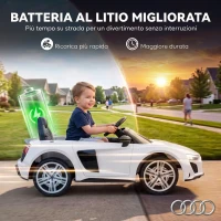 AIYAPLAY Macchina Elettrica per Bambini 3+ Anni 12V Audi R8 Spyder, 3-5 km/h con 2 Motori e Telecomando, Bianco(m-5)