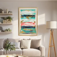 HOMCOM Cuadro en Lienzo Abstracto a Mano 120x80 cm Cuadro para Decoración de Salón Moderno con Marco de Madera Multicolor(m-10)