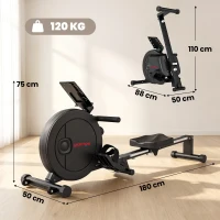 SPORTNOW Vogatore Magnetico Pieghevole con 16 Livelli di Resistenza, Nero(m-3)