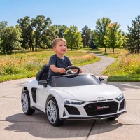AIYAPLAY Elektryczny samochód dla dzieci 12V z pilotem, akumulatorem litowym, 2 silniki, miękki start, tylne zawieszenie Biały(m-18)
