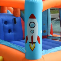 Outsunny Castello Gonfiabile per Bambini con Scivolo, Vasca e Trampolino, 350x250x185 cm, Multicolore(m-9)