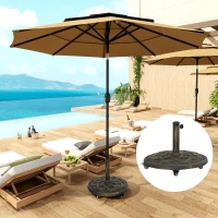 Outsunny Bază pentru Umbrelă din Rășină de 20 kg, Rotundă, cu Roți și Frâne, Bronz(m-10)