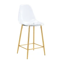 Lot de 4 tabourets de bar transparents, design moderne au look aérien, 51x45x102 cm, Doré(m-11)