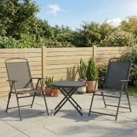 Outsunny Set da Giardino 3 Pezzi con 2 Sedie 53.5x64x93 cm e Tavolino da Caffè Ø45x50 cm, in Metallo, Grigio Scuro(m-2)