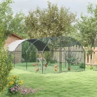 PawHut Walk In Chicken Run with Chicken Activity Shelf and Cover, 2.8 x 5.7 x 2m(m-2)