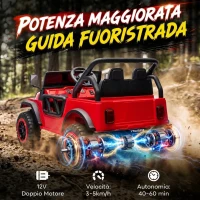 AIYAPLAY Macchina Elettrica per Bambini 3+ Anni, 12V, 2 Motori, Telecomando, USB, Musica, 3-5 km/h, Rosso(m-3)