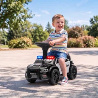 AIYAPLAY Coche Correpasillos de Policía para Niños de 18-36 Meses con Luz Música y Espacio de Almacenaje 65x29,5x36 cm Negro(m-2)