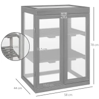 Outsunny Mini Serre de Jardin 3 Niveaux dim. 58L x 44l x 78H cm Vitrages Transparents en Polycarbonate Double Porte Toit ouvrant pour Jardin Balcon et Porche Bois Sapin lasuré(m-3)