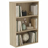 HOMCOM Aufbewahrungsregal mit 3 Fächern und verstellbarer Ablage, 60 x 24 x 93 cm, Naturholz(m-8)