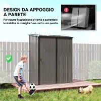Outsunny Casetta da Giardino in Acciaio Porta Attrezzi con Catenaccio, 161.5x94.5x196cm, Grigio Chiaro(m-7)