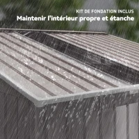 Outsunny Abri de jardin 5,4 m² 2,77 x 1,95 x 1,92 m kit de fondation porte coulissante ventilations tôle acier, gris clair(m-8)
